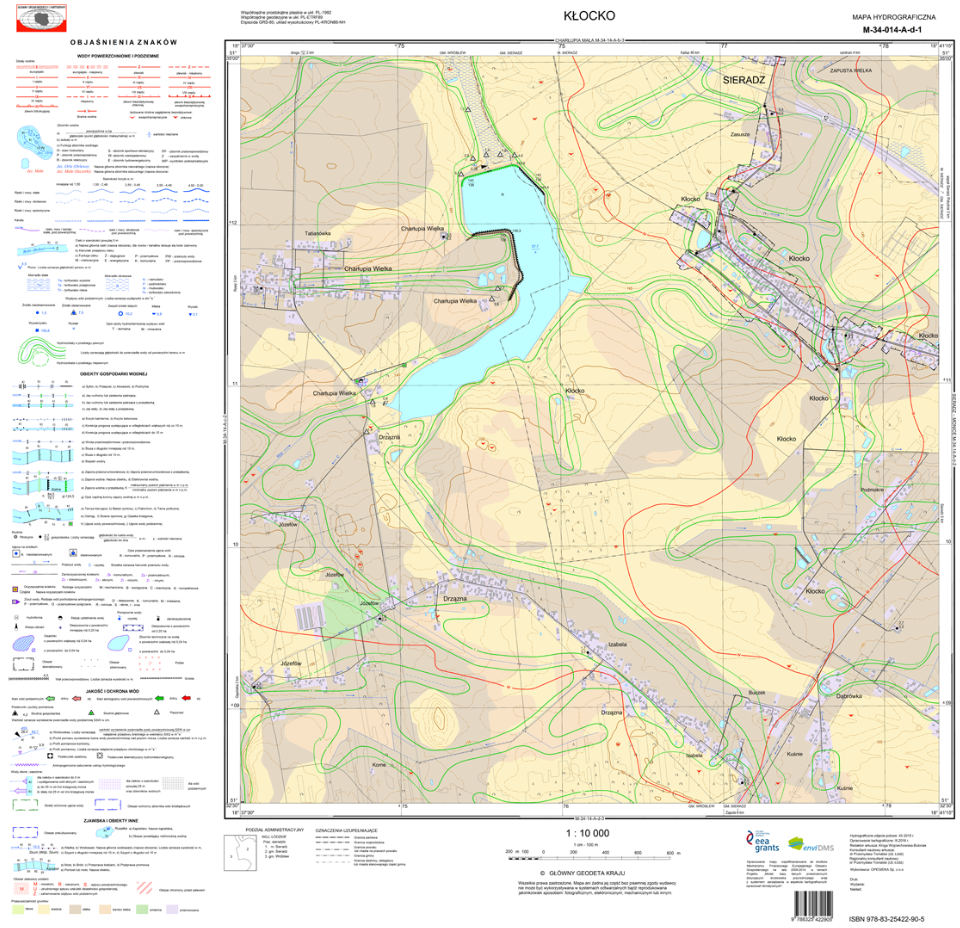 Przykład mapy hydrograficznej Polski w skali 1:50 000
