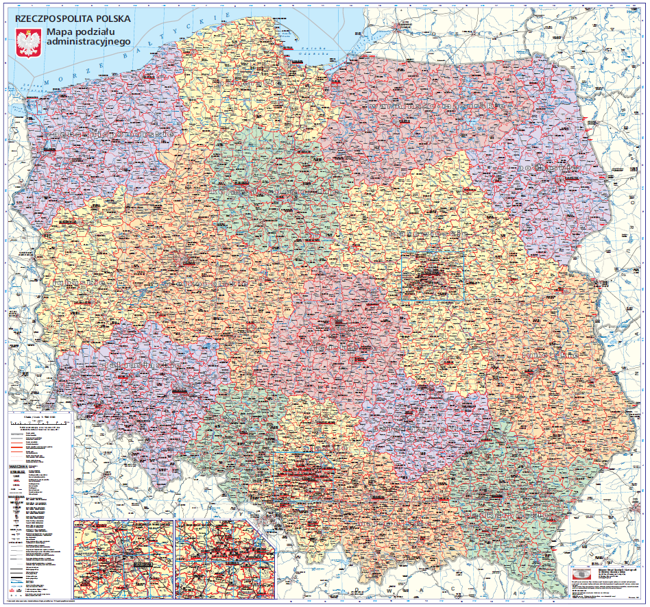 Mapa administracyjna Polski w skali 1:500 000