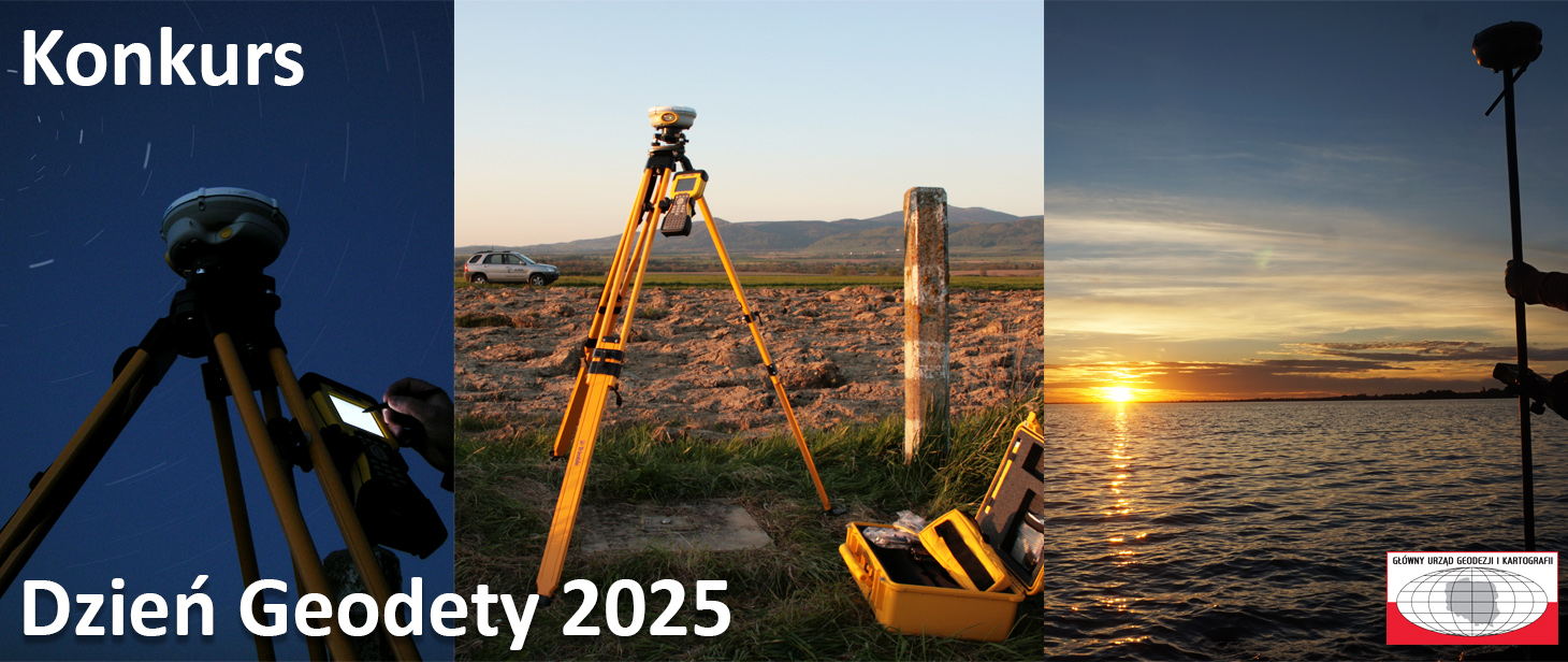 Zdjęcie z napisem Konkurs Dzień Geodety 2025.