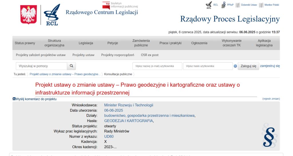 Rys 1-Zrzut ekranu ze strony Rządowego Centrum Legislacji