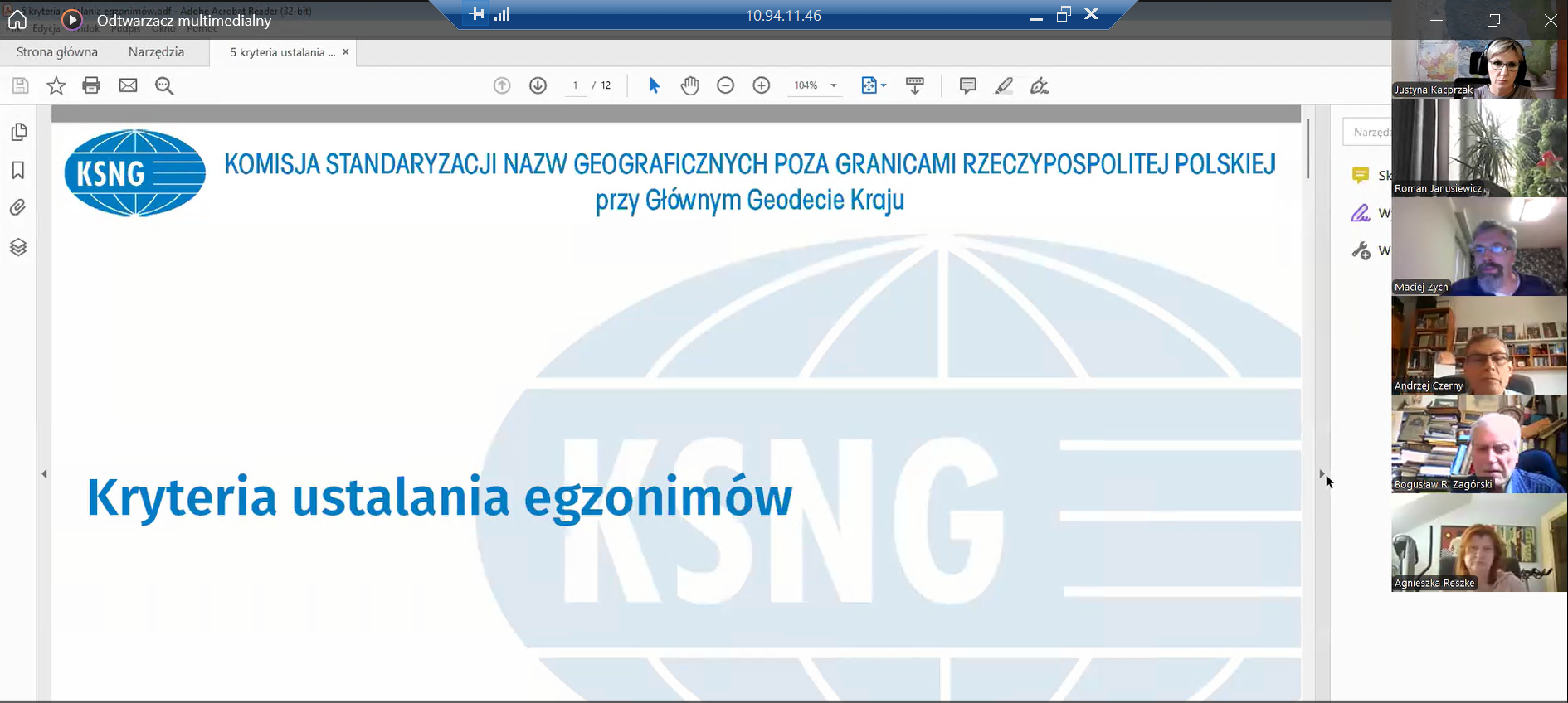 136. posiedzenie Komisji Standaryzacji Nazw Geograficznych poza Granicami Rzeczypospolitej Polskiej przy Głównym Geodecie Kraju