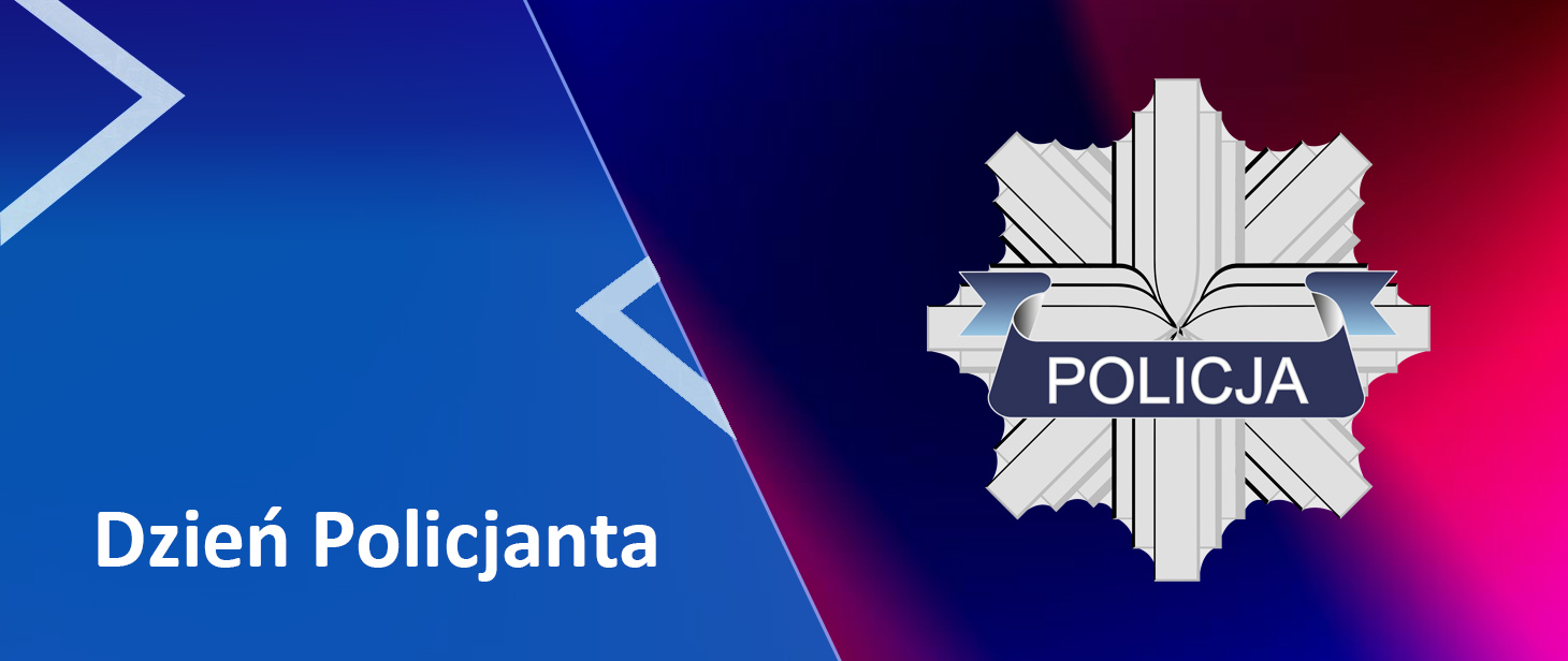 Baner z napisem Dzień Policjanta i godłem Policji