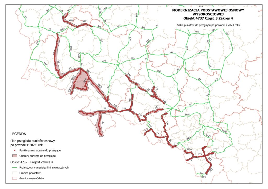 Ilustracja przedstawia mapę Polski z rozmieszczeniem punktów do przeglądu w ramach umowy.