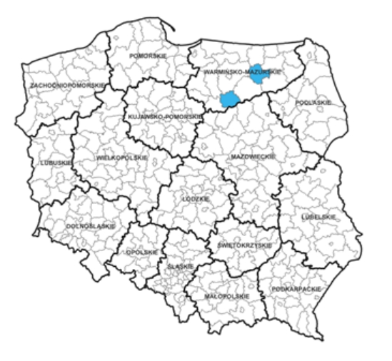 Ilustracja przedstawia powiaty, dla których podpisane zostały umowy na aktualizację zbiorów danych BDOT10k.