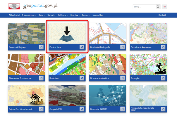 „Pobierz dane” – nowy moduł w serwisie www.geoportal.gov.pl