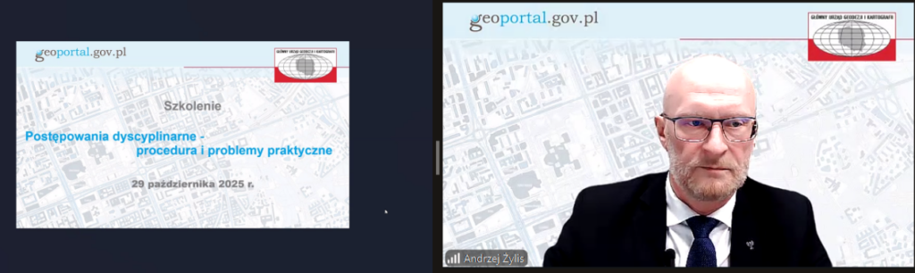 zrzut ekranu ze szkolenia, GGK Andrzej Żylis wita na szkoleniu