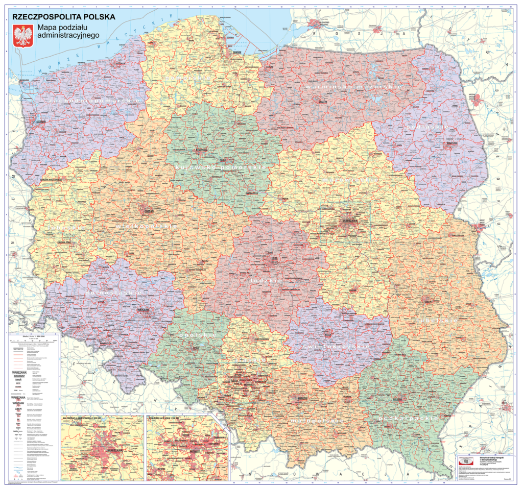 Ilustracja przedstawia opracowaną przez GUGiK mapę administracyjną – wydanie 2025 r.