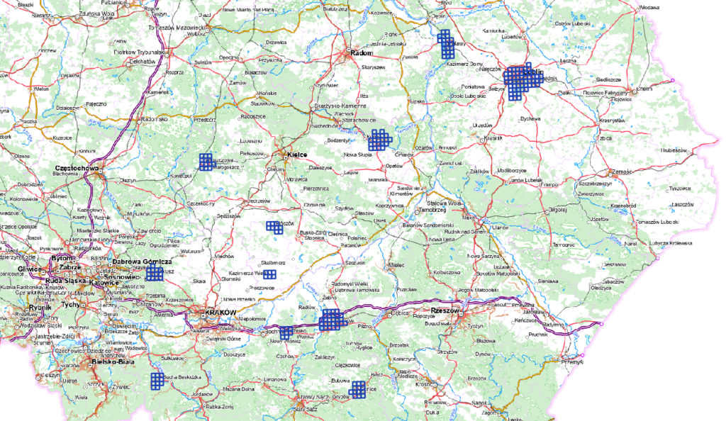Ilustracja przedstawia zrzut ekranu z zasięgiem nowo przyjętych danych