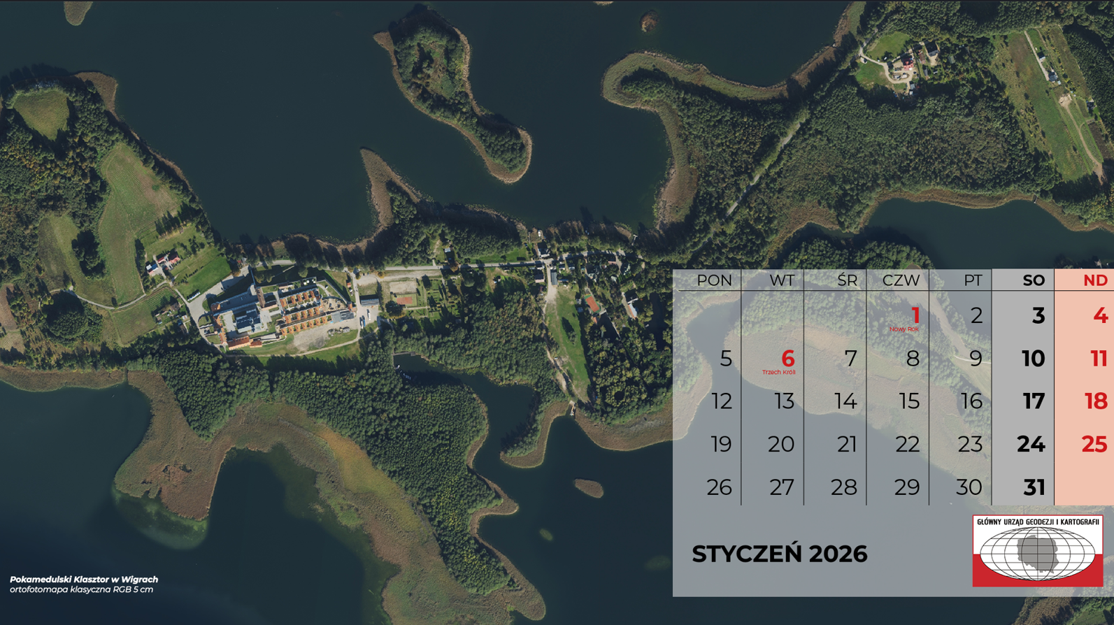 Kalendarz GUGiK na 2026 r. na pulpit komputera