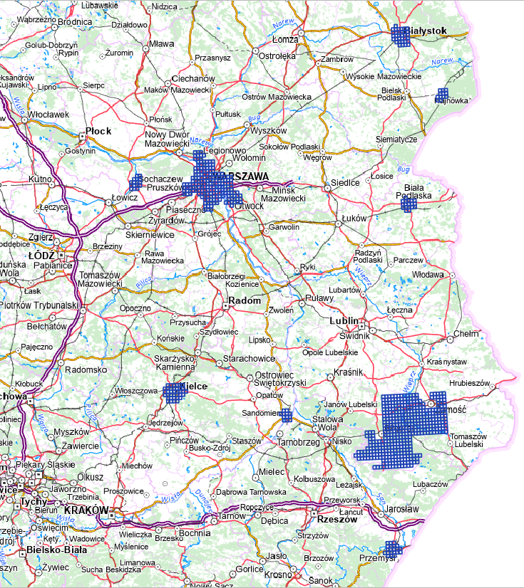 Ilustracja przedstawia zrzut ekranu z zasięgiem nowo przyjętych danych