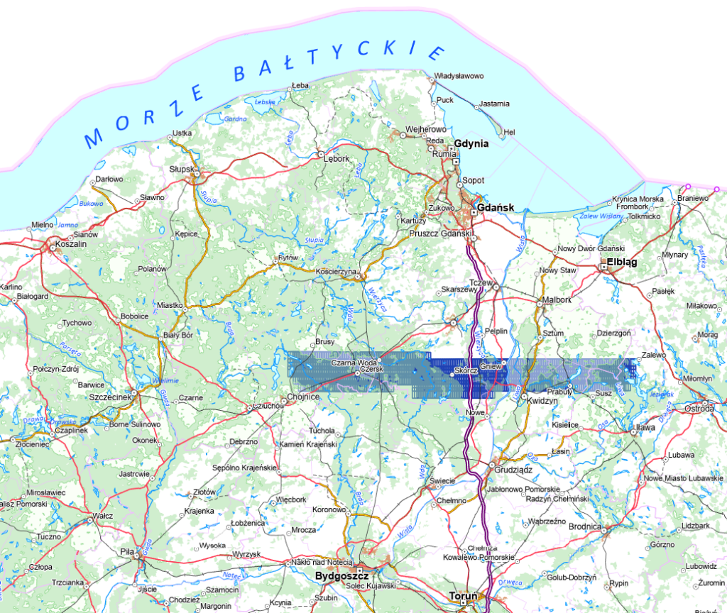 Ilustracja przedstawia zrzut ekranu z zasięgiem nowo przyjętych danych