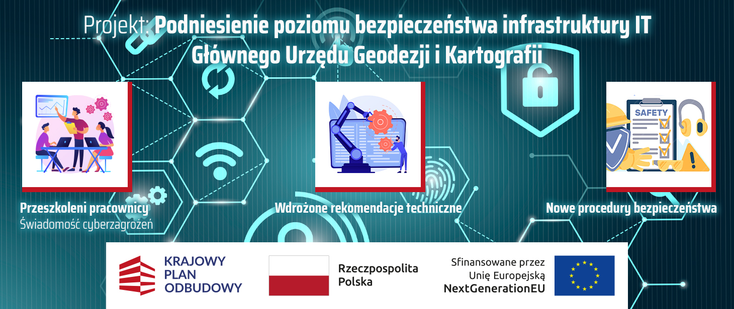 Główny Urząd Geodezji i Kartografii w ramach KPO realizuje projekt „Podniesienie poziomu bezpieczeństwa infrastruktury IT Głównego Urzędu Geodezji i Kartografii”