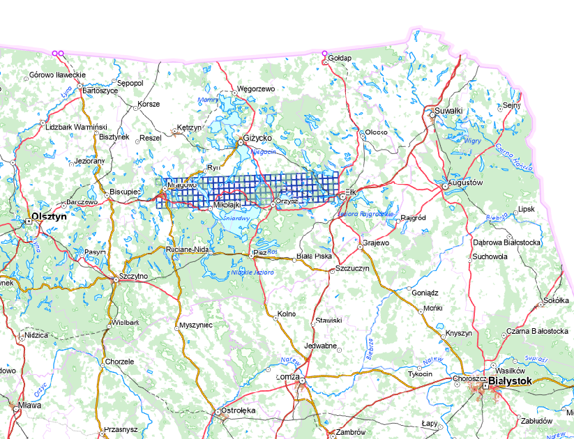 Rys.1 Ilustracja przedstawia zrzut ekranu z zasięgiem nowo przyjętych danych