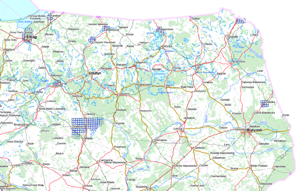 Rys.1 Ilustracja przedstawia zrzut ekranu z zasięgiem nowo przyjętych danych