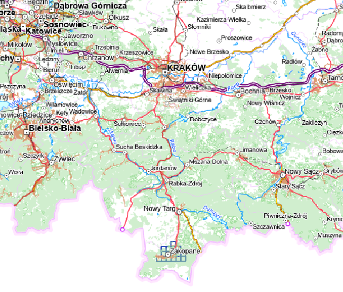Rys.1 Ilustracja przedstawia zrzut ekranu z zasięgiem nowo przyjętych danych