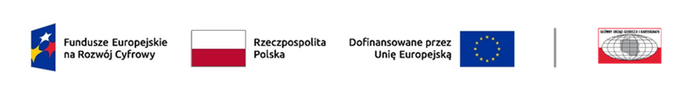 3. logotypy programu FERC, Rzeczypospolitej Polski, Unii Europejskiej oraz logotyp GUGiK