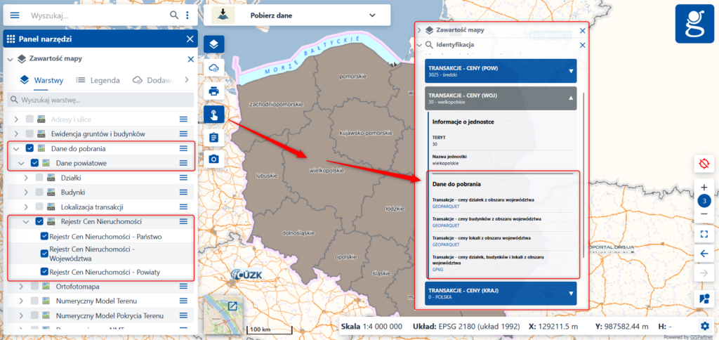 Ilustracja przedstawia dostępne dane do pobrania