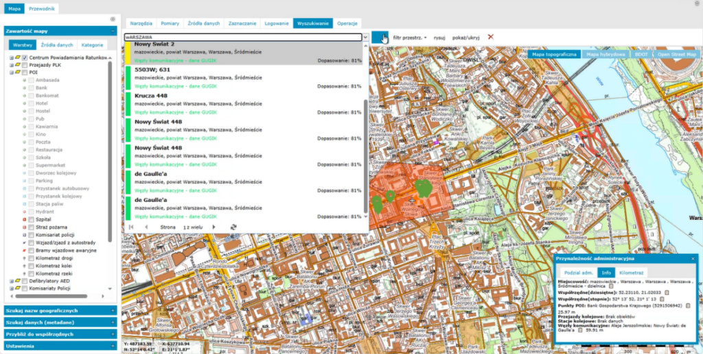 Zrzut ekranu z Portalu dedykowanego danej Służbie korzystającej z Systemu UMM