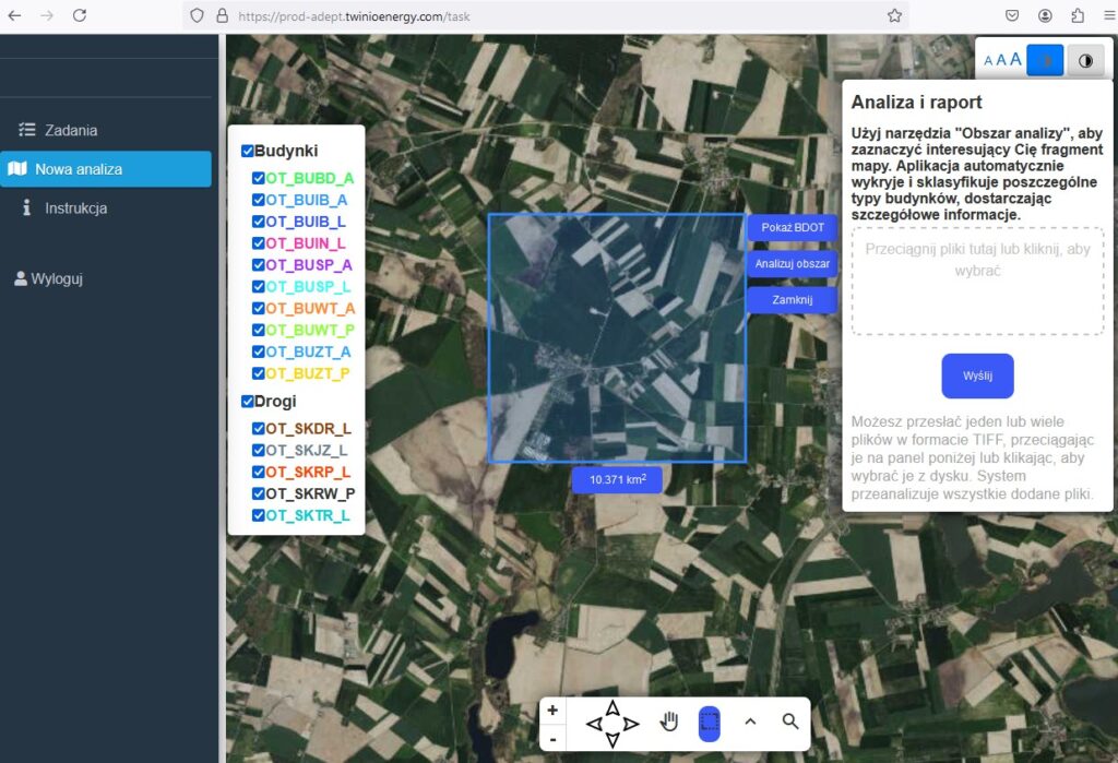 Ilustracja przedstawia zrzut z wykonania detekcji w aplikacji ADEPT