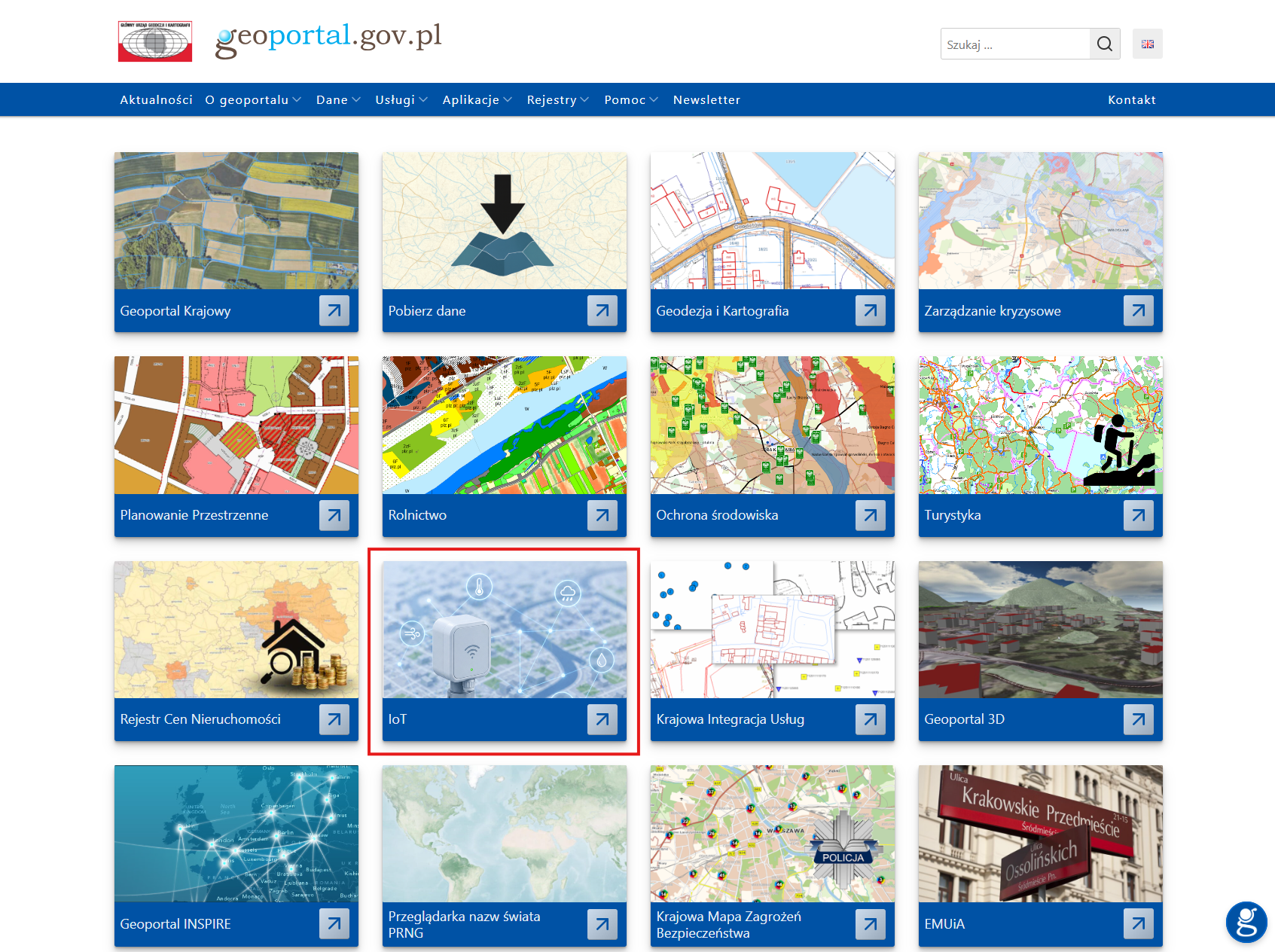 Nowy moduł IoT w serwisie www.geoportal.gov.pl