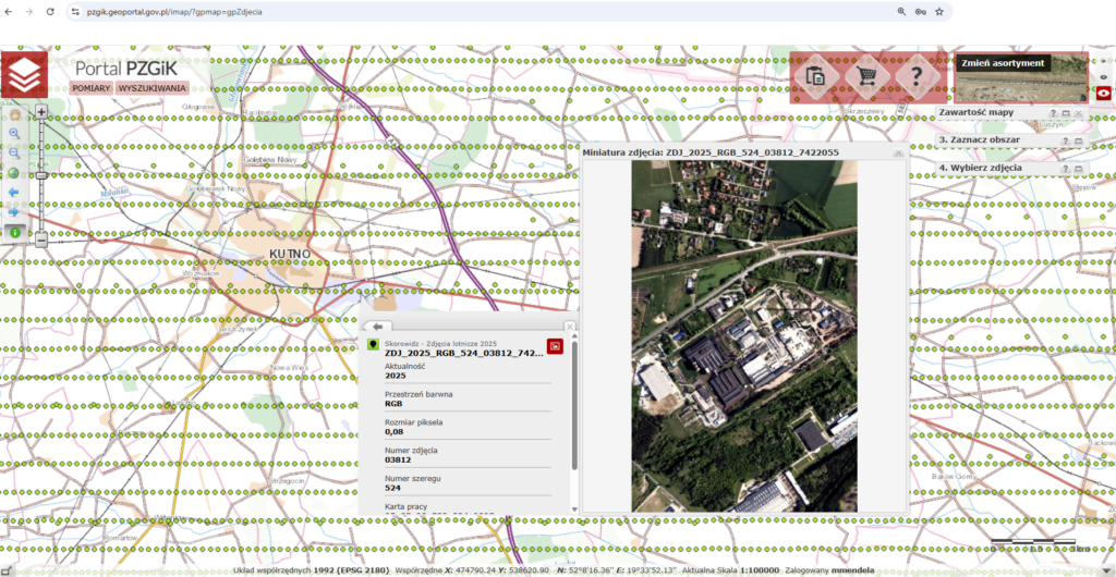 Rys. 2 Ilustracja przedstawia zrzut ekranu z portalu pzgik