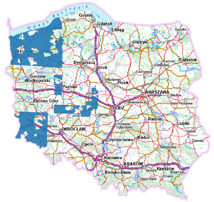 Rys.2 Ilustracja przedstawia zrzut ekranu z zasięgiem nowo przyjętych danych.