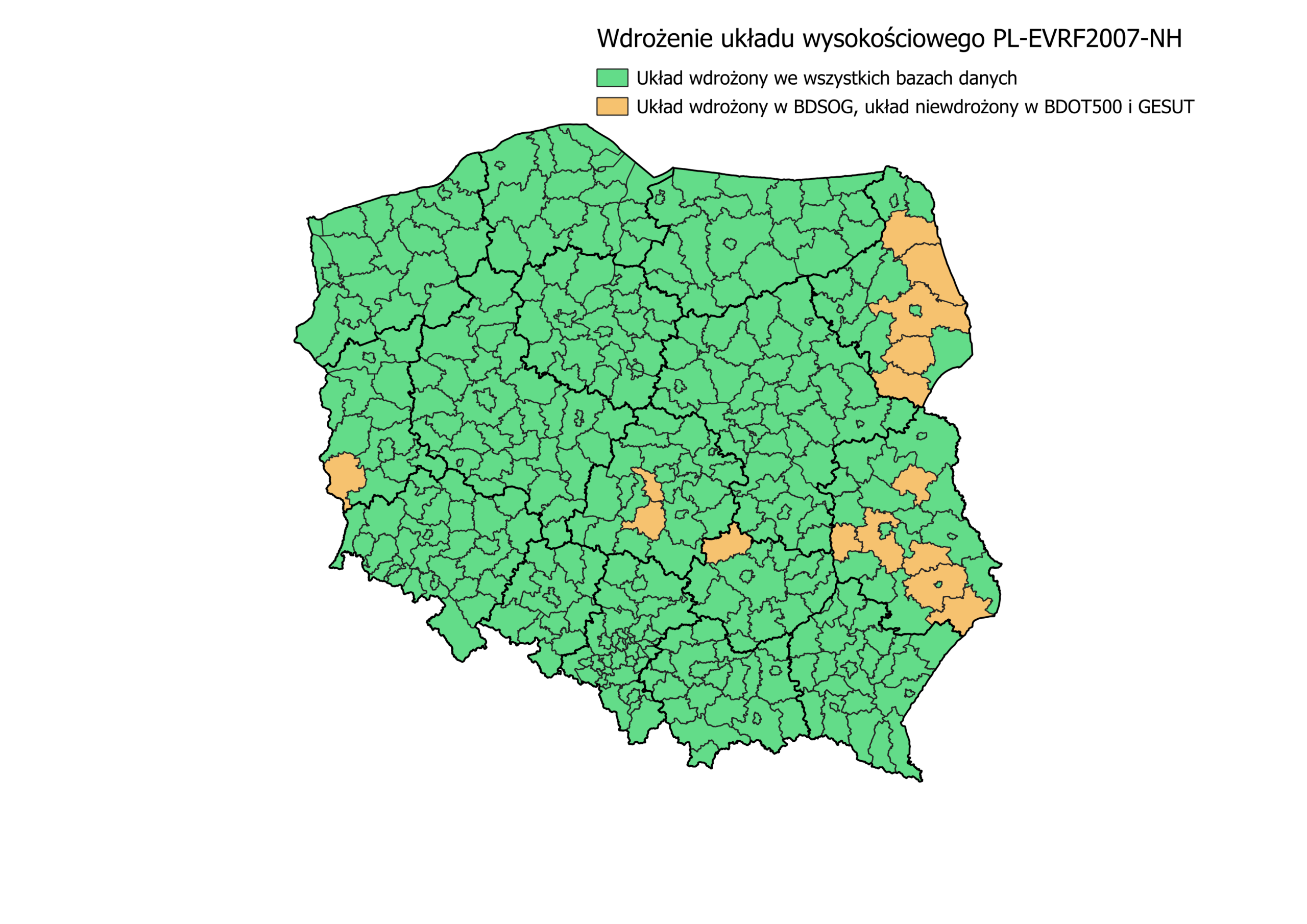 Aktualizacja danych dotyczących wdrożenia układu wysokościowego PL-EVRF2007-NH