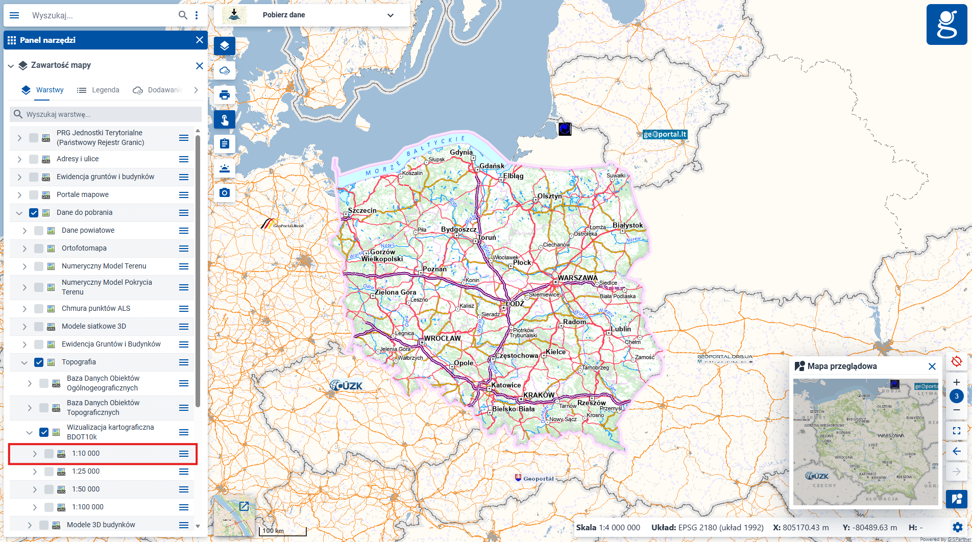 Zaktualizowane wizualizacje kartograficzne BDOT10k w skali 1:10 000 dla całego kraju