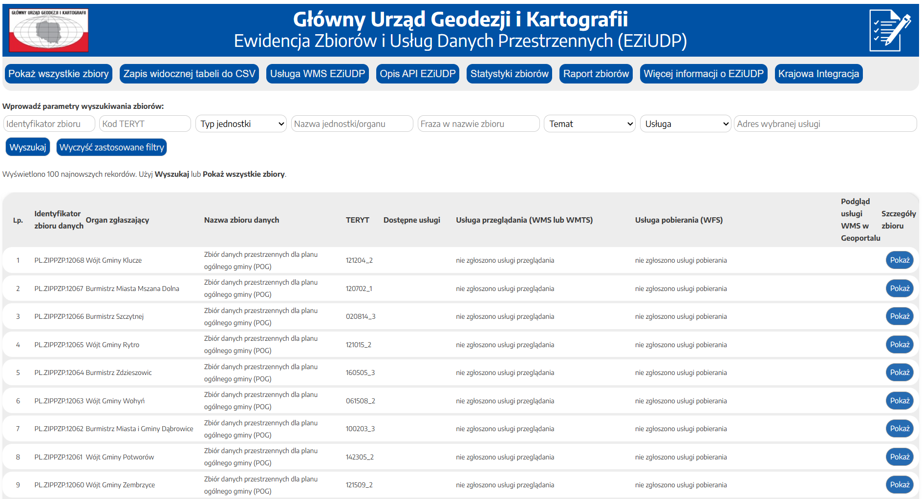 Ewidencja zbiorów i usług danych przestrzennych (EZiUDP) w nowej wersji – odświeżony wygląd, nowe funkcje i API