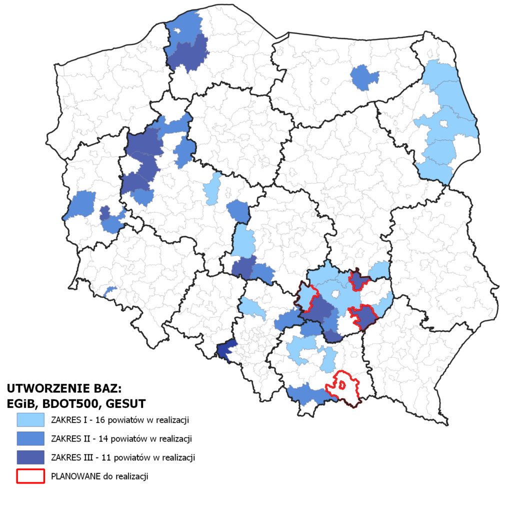 2. mapka z powiatami objętymi wektoryzacją