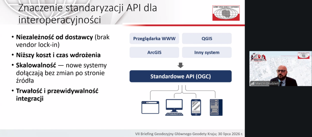 zrzut ekranu z prezentacji przedstawicieli GUGiK podczas VII briefingu geodezyjnego