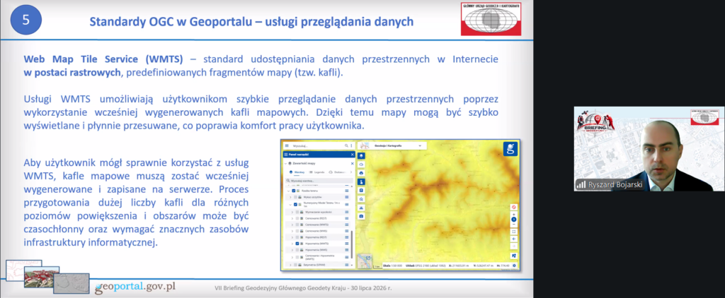 zrzut ekranu z prezentacji przedstawicieli GUGiK podczas VII briefingu geodezyjnego