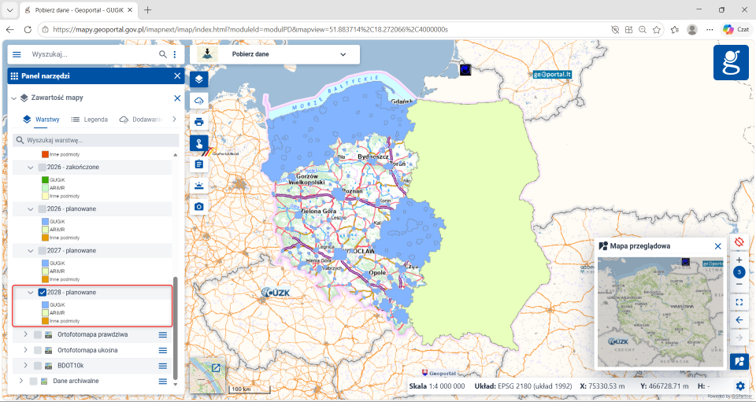 Rysunek 2 Monitoring pozyskiwania ortofotomapy w latach 2026-2028