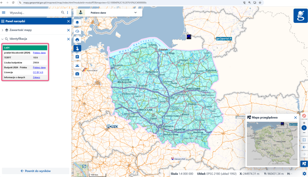 Rysunek 8. Pobieranie modeli 3D budynków