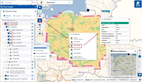 Rysunek 1. Usługi przeglądania WMS i WMTS – Skorowidze – Topografia