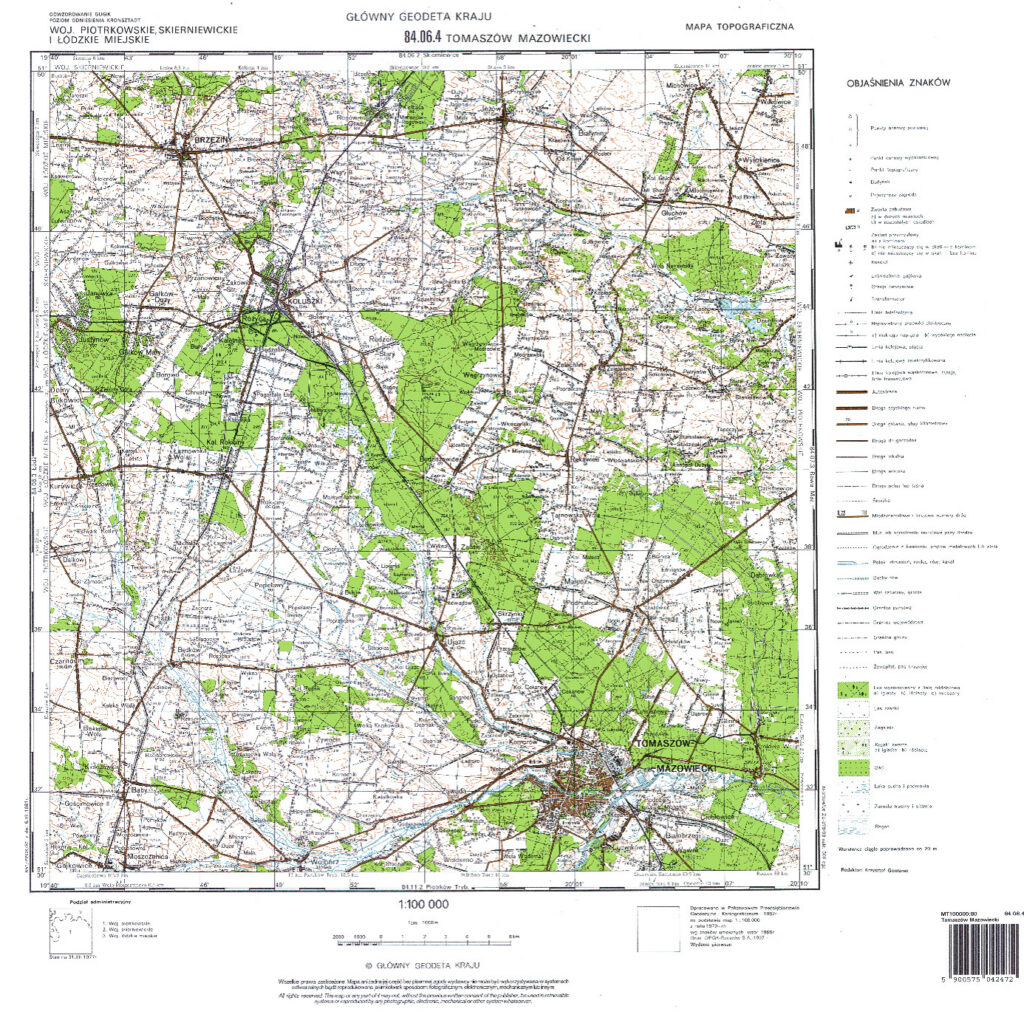 Rysunek 14. Mapa topograficzna w skali 1:100 000 w układzie „GUGiK 80” - tiff