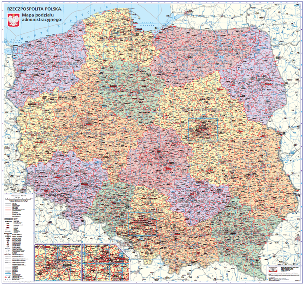Rysunek 23. Mapa podziału administracyjnego Polski w skali 1:500 000
