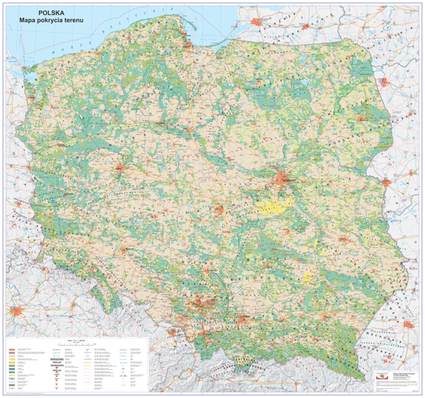 Rysunek 25. Mapa pokrycia terenu Polski w skali 1:500 000