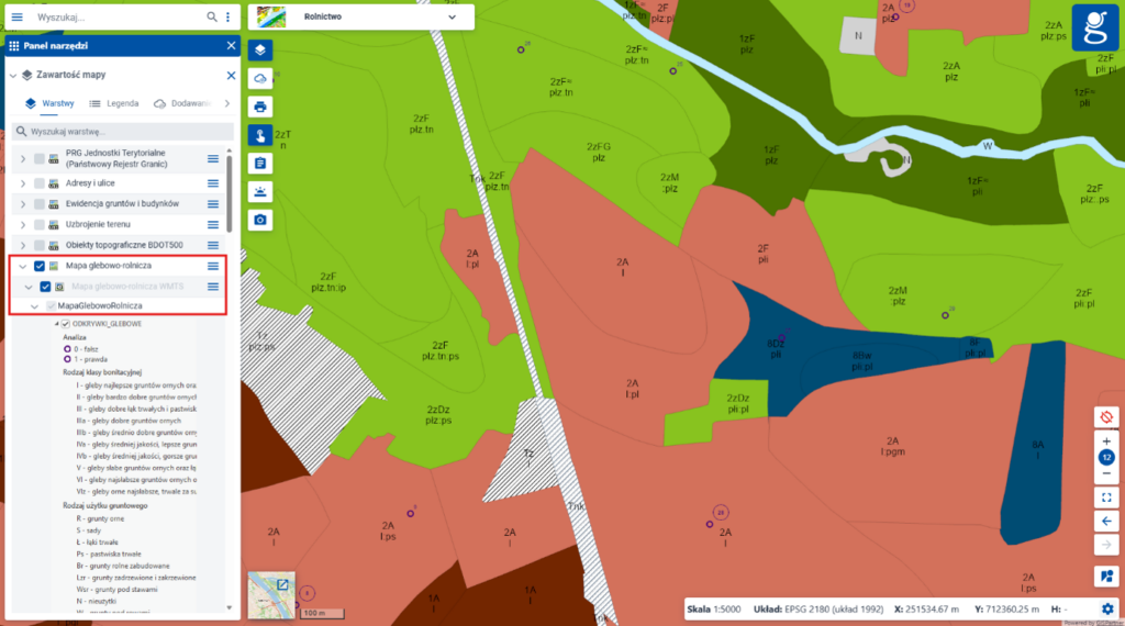 Rysunek 26. Serwis geoportal.gov.pl - Mapa glebowo-rolnicza