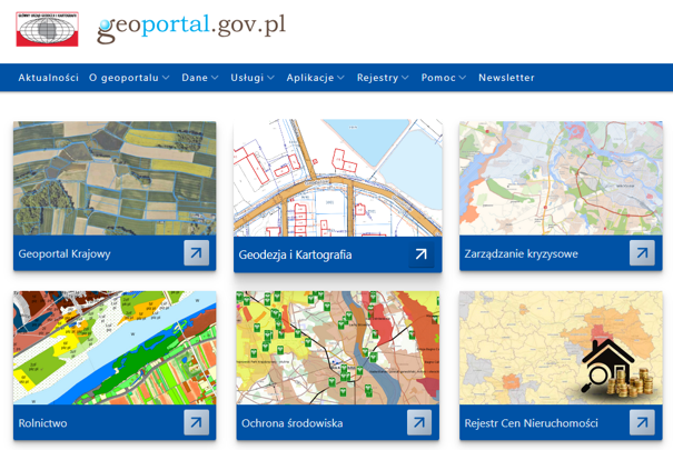 Rysunek 27. Serwis geoportal.gov.pl – okno główne