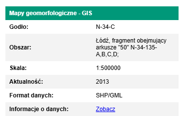 Rysunek 35. Wynik Identyfikacji wybranego arkusza mapy geomorfologicznej