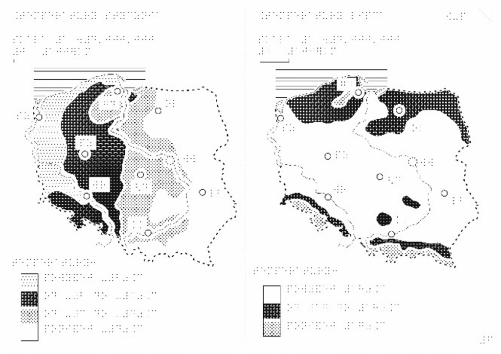 warstwa reliefowa (dla niewidomych)
Rysunek 41, 41a. Przykład map w wersji do druku i wytłoczenia w technologii termoformowania