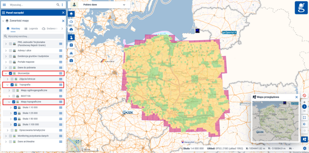 Rysunek 49. Serwis geoportal.gov.pl - Skorowidze - Mapy topograficzne