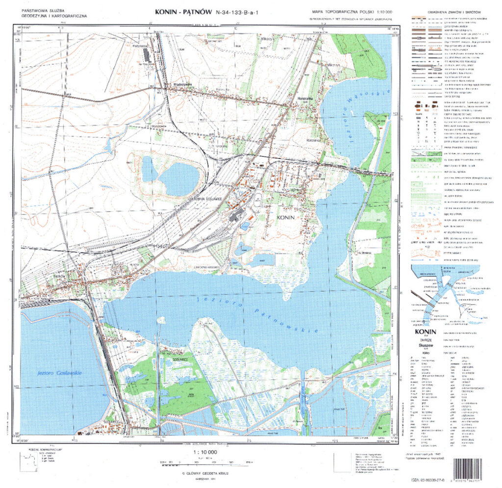 Rysunek 8a. Mapa topograficzna w skali 1:10 000 w układzie „1942” – tiff (4 kolory)