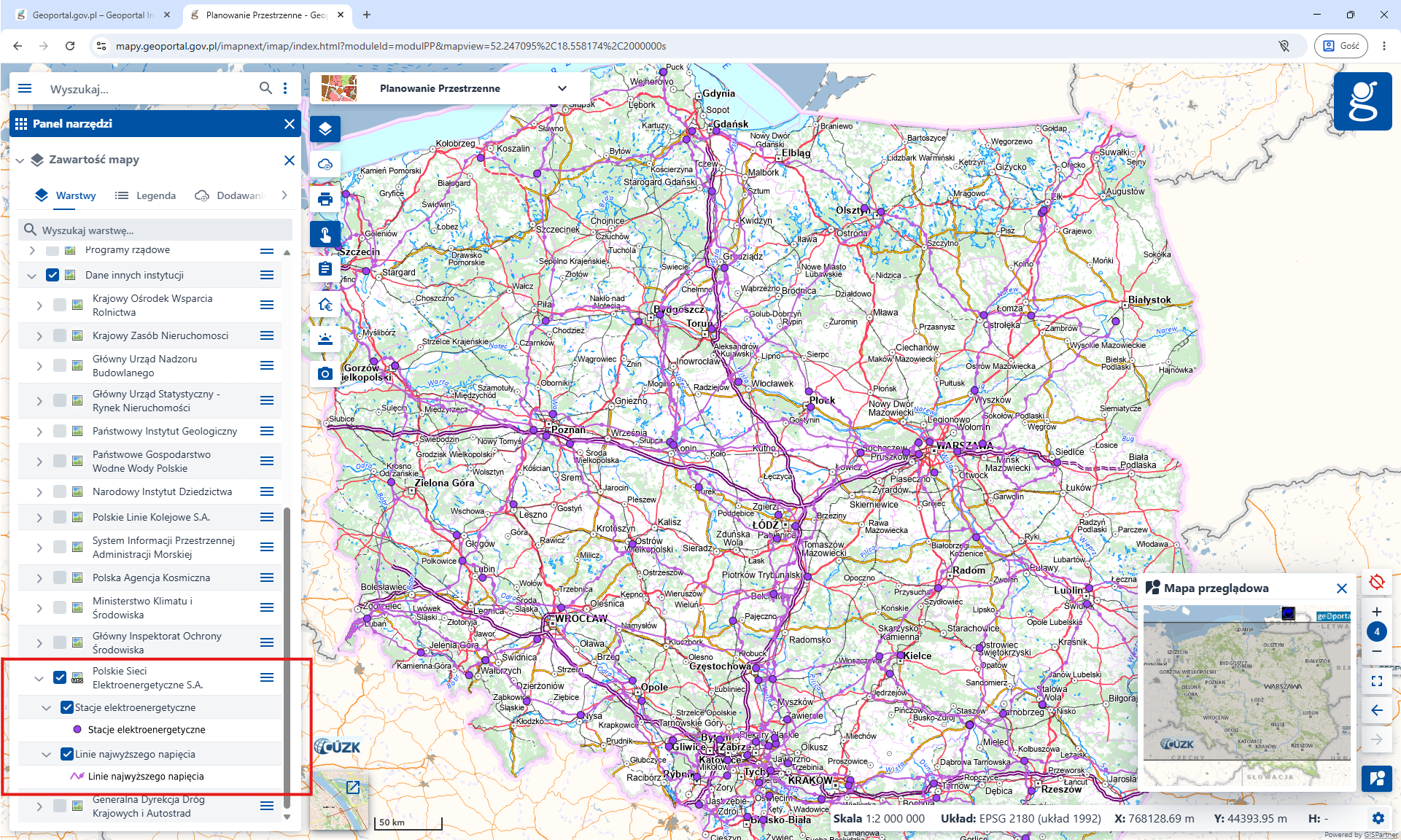 Aktualizacja usługi Polskie Sieci Elektoenergetyczne S.A. serwisie www.geoportal.gov.pl